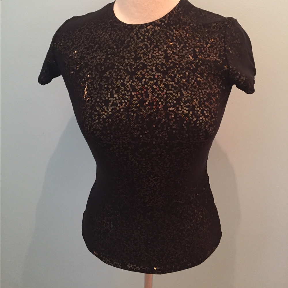 Ralph Lauren Black Label Black and Gold Short Sleeve Top